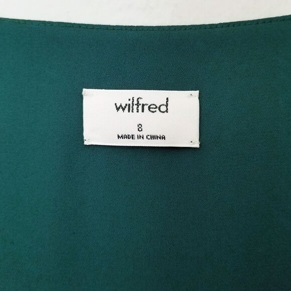 Aritzia Wilfred Millie Dress 8 Forest Green Romantic Ruffle Chiffon Maxi Slit - Picture 7 of 16